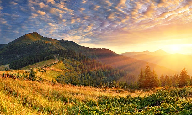 фотография, пейзаж, горы, солнце, яркие цвета