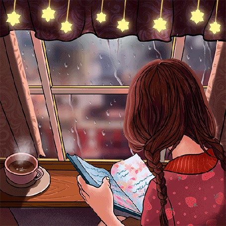 человек, читает книгу, у окна, дождь, уют