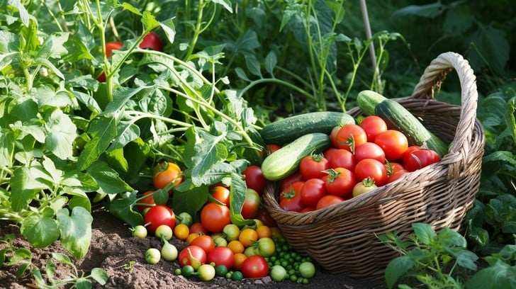 happy gardener, abundant harvest, fresh vegetables