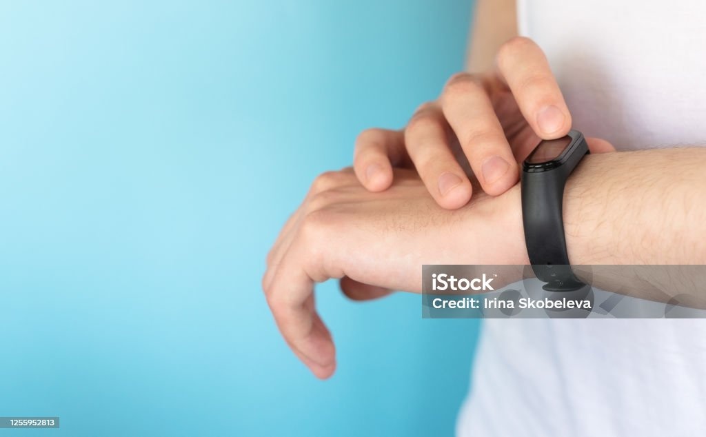 fitness tracker on wrist, close up