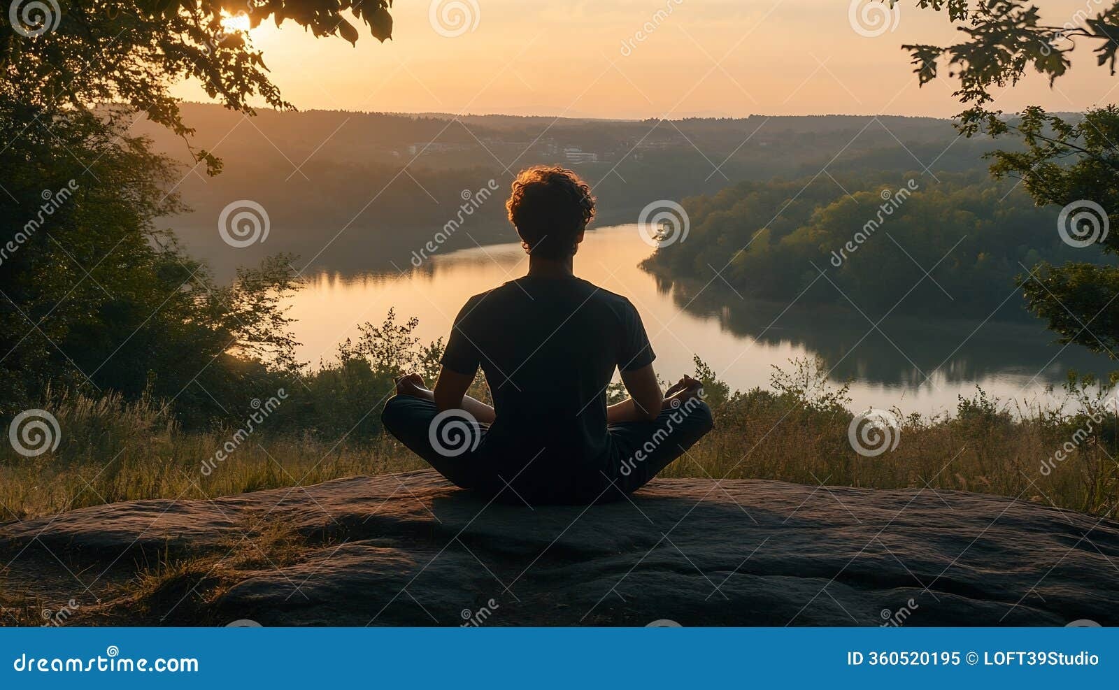 person meditating, calm, peaceful, nature