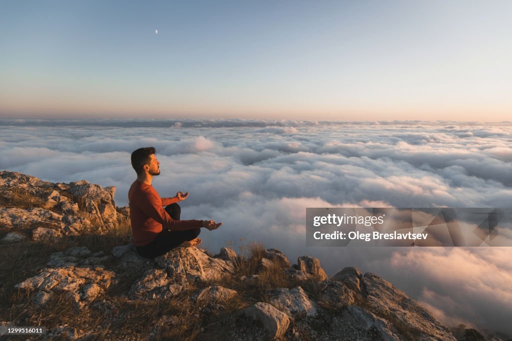 sunrise,mountains,person,meditation