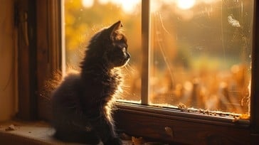 cat,looking,window,sunlight