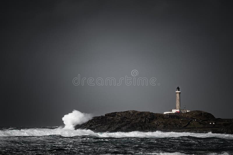 lighthouse,scottish island,rough sea,historical structure