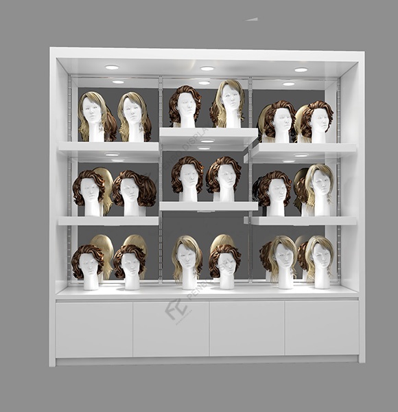 display case full of hair samples