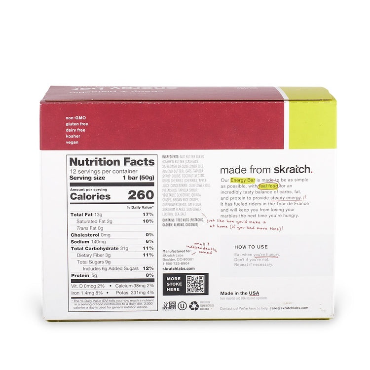 energy bar ingredients label showing high sugar content