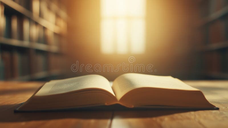 open book, sunlight, cozy atmosphere