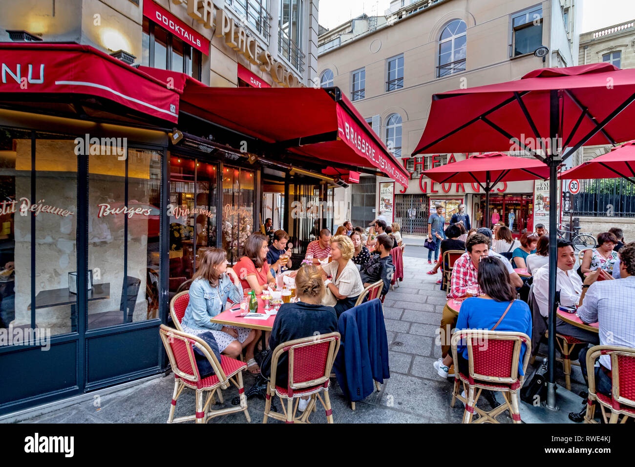 Parisian cafe, local people, outdoor seating