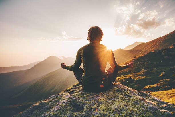 person meditating, calm, nature