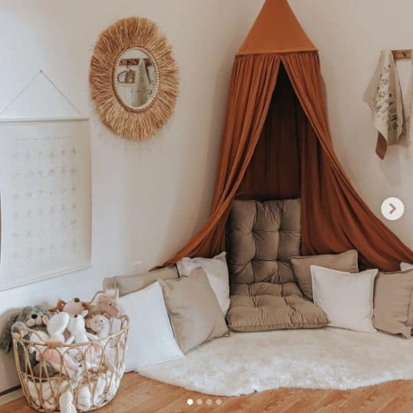 child reading in cozy corner, small apartment