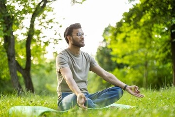 person meditating, calm, peaceful, nature