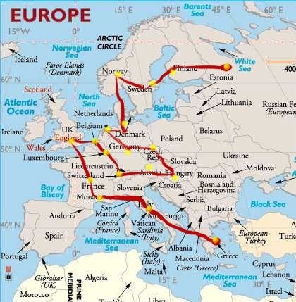 map of Europe, travel, backpacking