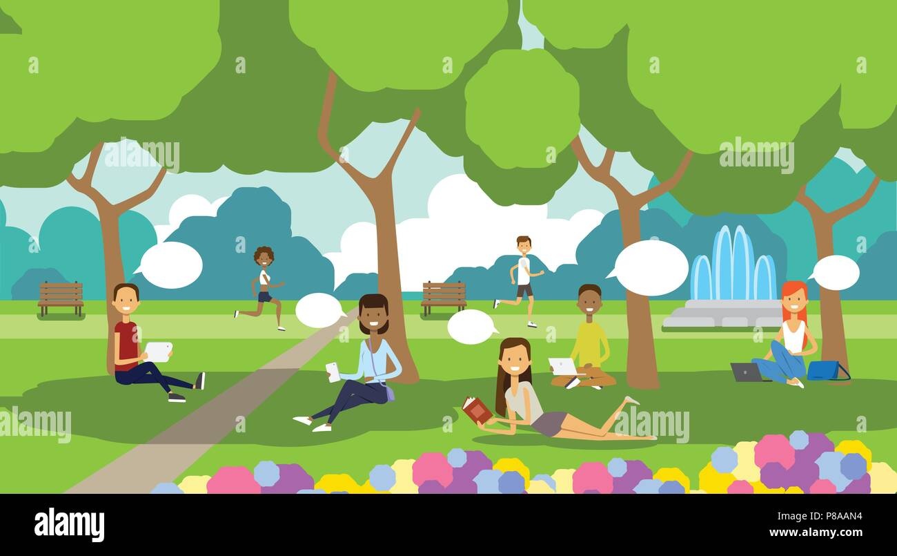 city park, people, relaxing