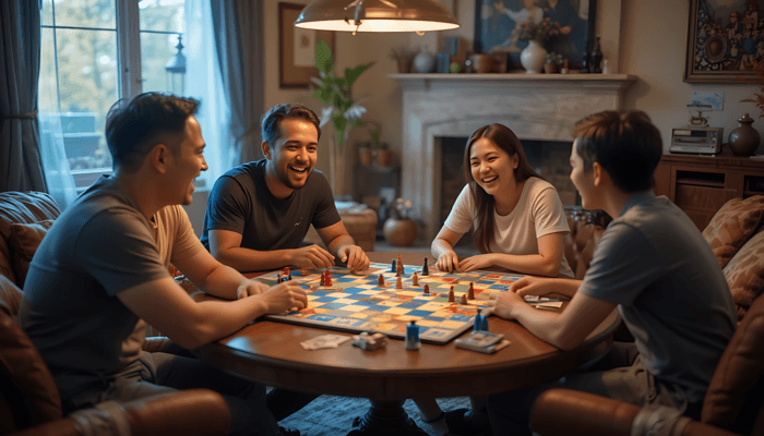 family,new year,board game,laughter