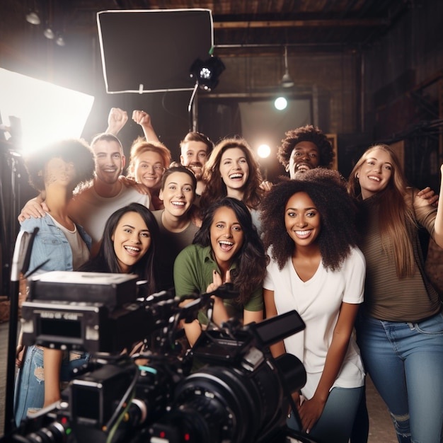 diverse group of filmmakers collaborating on a project