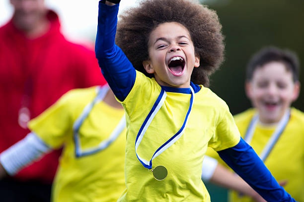 children, competition, medals, cheering