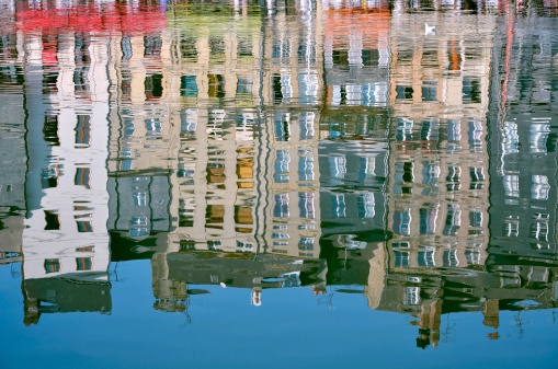 reflection,water,buildings,perspective