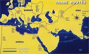 Byzantine map, trade routes
