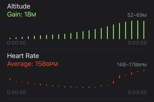smartwatch displaying heart rate data during workout