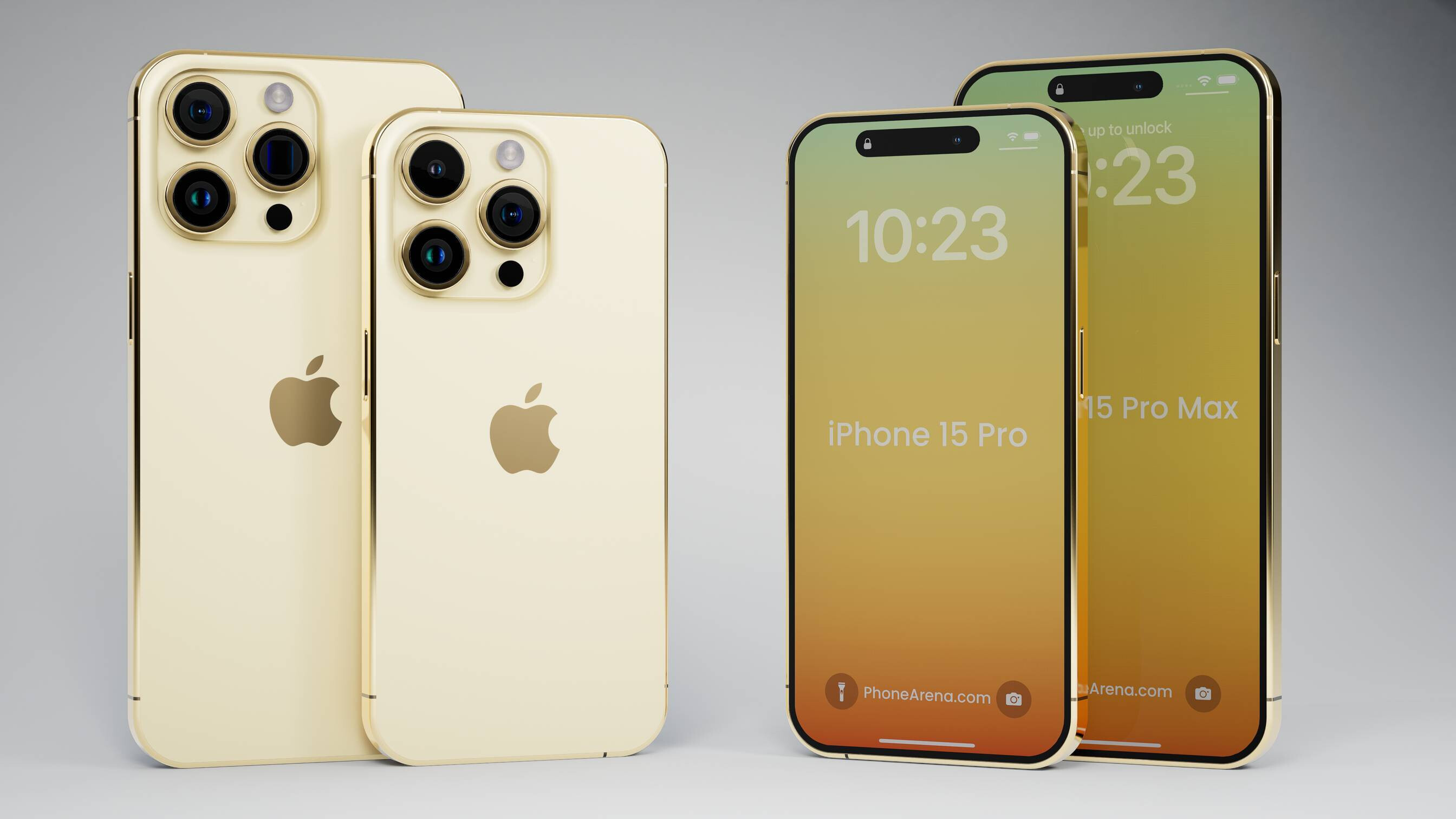 iPhone 15 Pro, золотой, современный дизайн