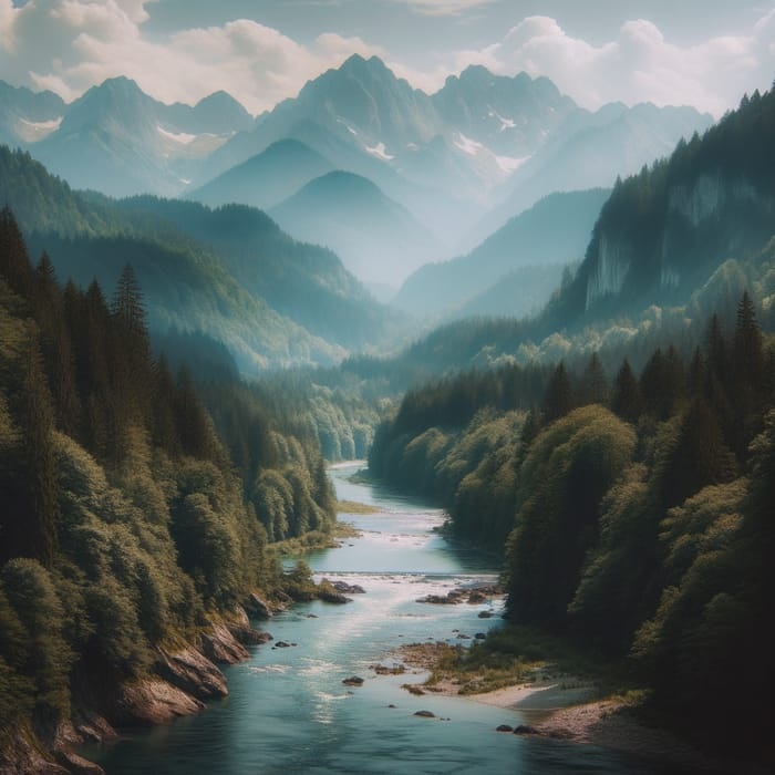 AI generated landscape, fantasy, mountains, rivers