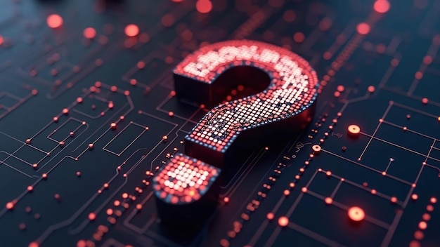 abstract art, AI ethics, binary code, question mark