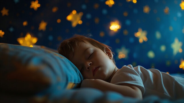 child sleeping, dream, stars