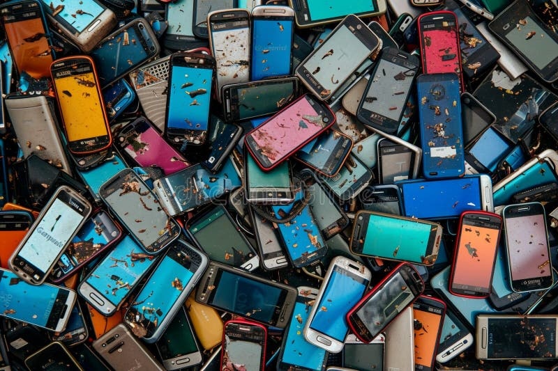 old smartphone,pile,recycling,environment