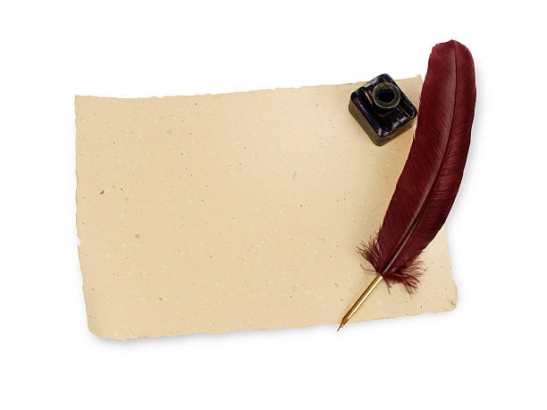 old manuscript, parchment, quill, inkwell