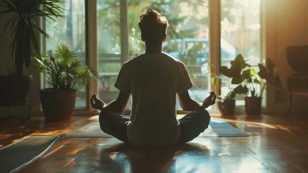 person practicing mindfulness, meditation, peacefulness