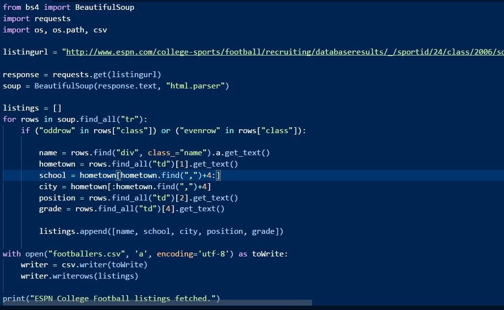 web scraping,python,beautifulsoup code