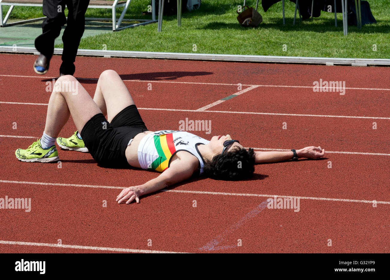 athlete, exhausted, finish line, competition