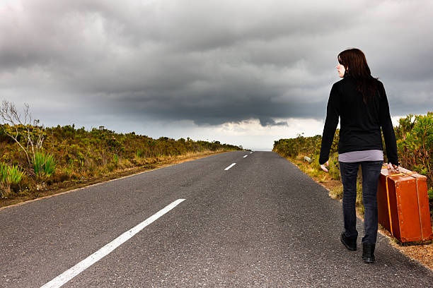 hitchhiker,road,landscape,sky