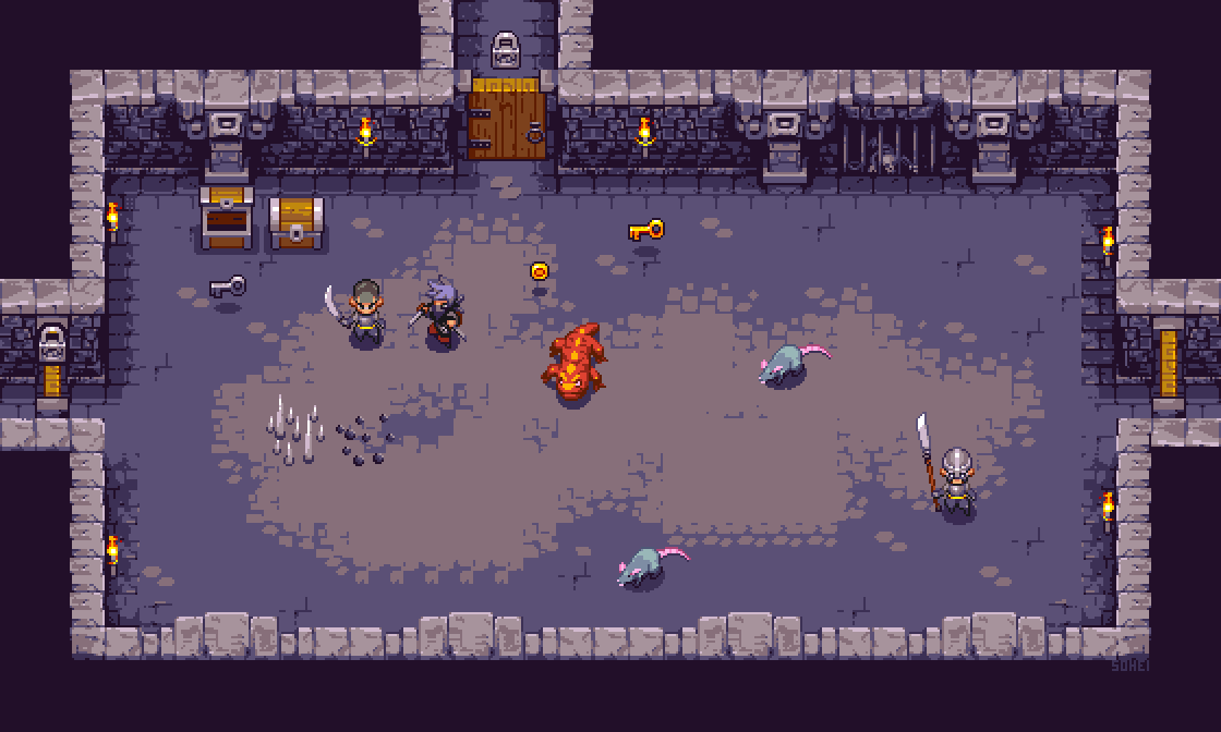 roguelike game screenshot, dungeon, pixel art