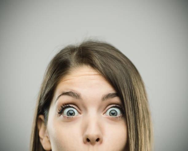 close up of woman's face, showing different facial expressions
