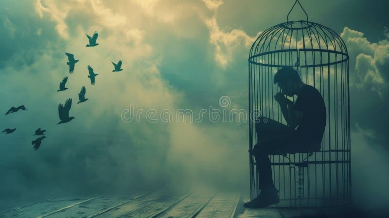 a person breaking free from a cage, symbolizing overcoming limitations