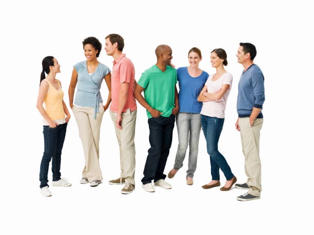 diverse group of people, smiling, conversation