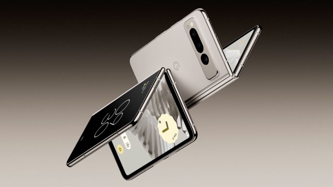 folded smartphone, futuristic design, close-up