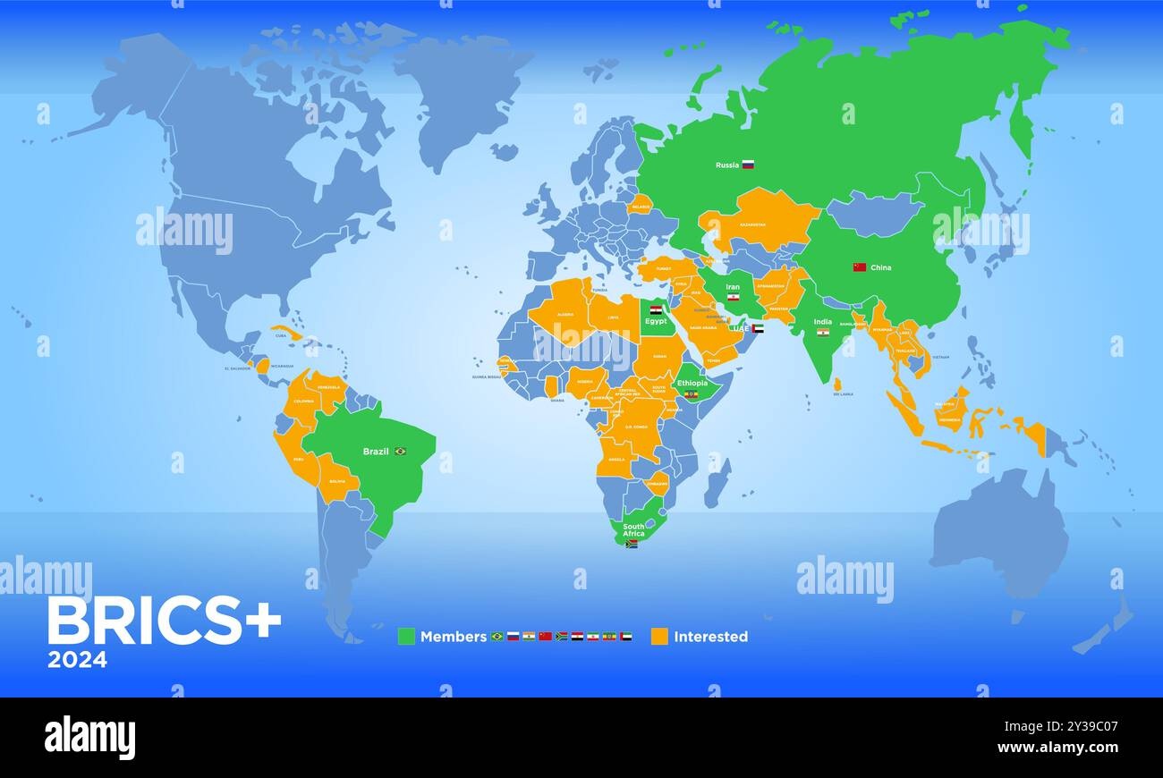 world map, BRICS countries highlighted, economic growth