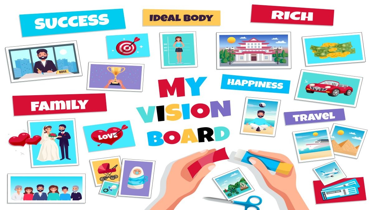 vision board, dream goals, financial freedom, happiness