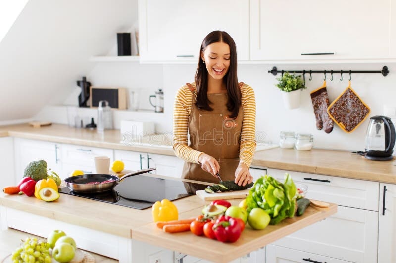 woman preparing healthy snack in kitchen