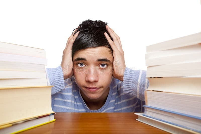 person looking frustrated at a book