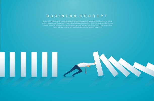 Domino effect, falling dominoes, business concept