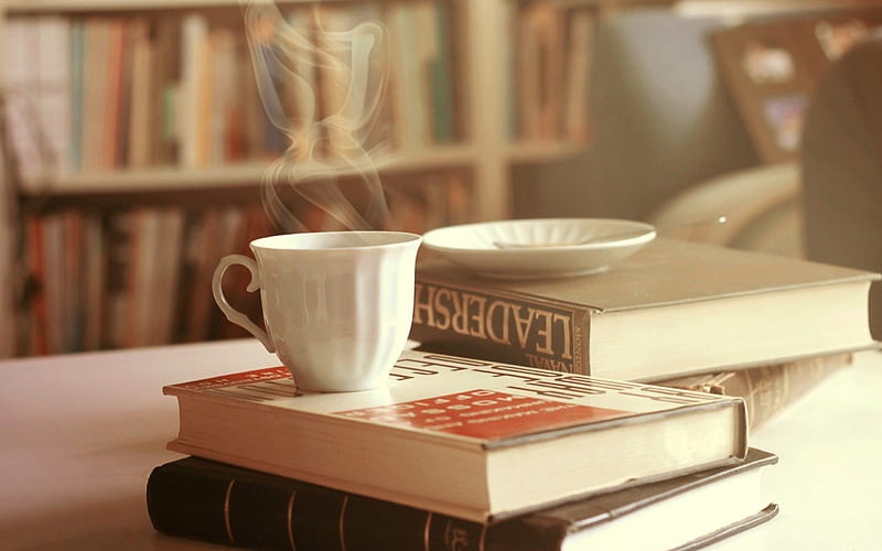 Android tablet, student, library, coffee