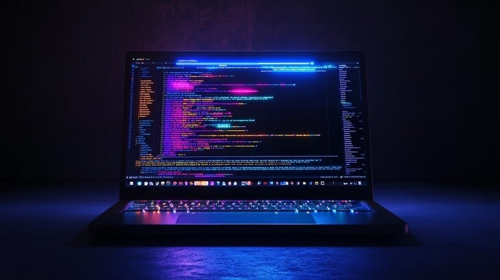 Windows tablet, programmer, code, dark mode
