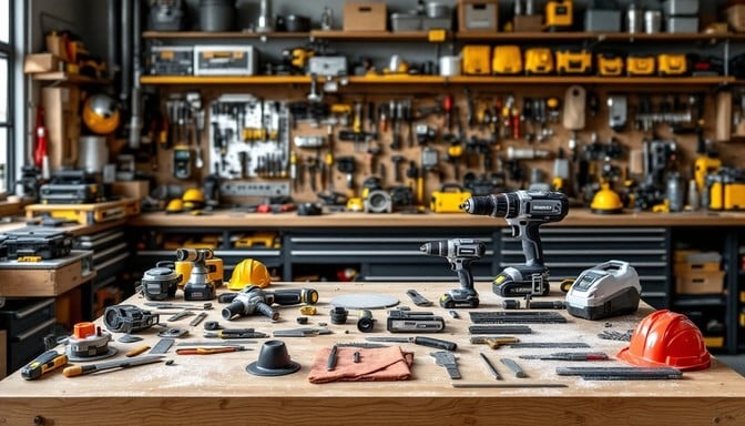 artist's workbench, organized, tools, materials, workspace
