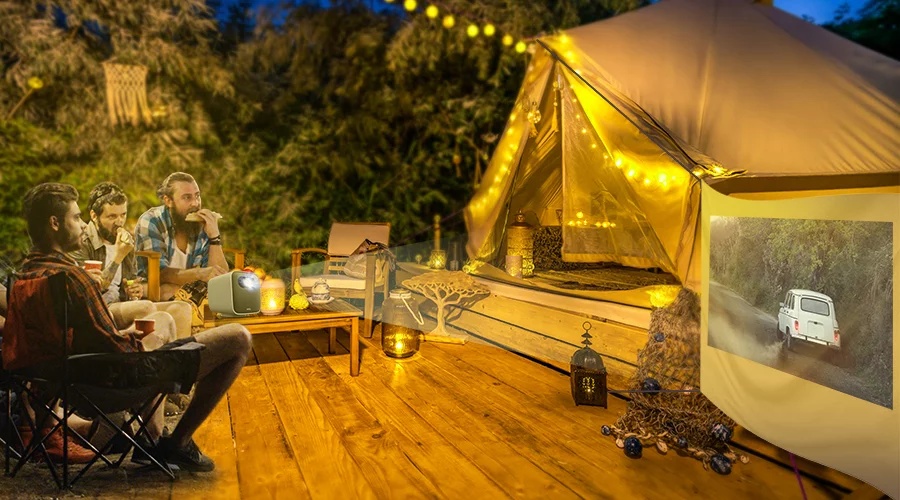 portable projector, home theater, outdoor movie, camping