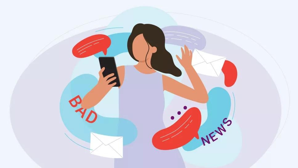 news feed, scrolling, overwhelmed, stress