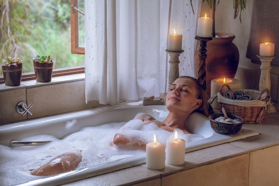 self care, relaxation, bath, candle