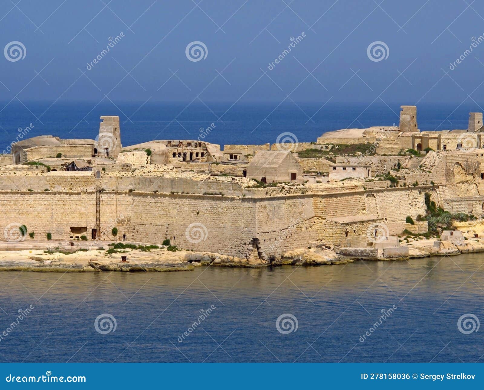 город, каменные стены, море, крепость, Мальта, Витториоза